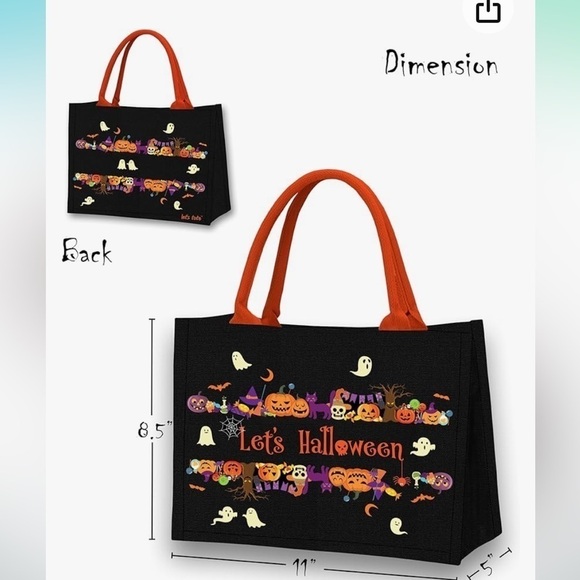 *NEW* Let's Tote Halloween canvas candy tote bag - Picture 3 of 4